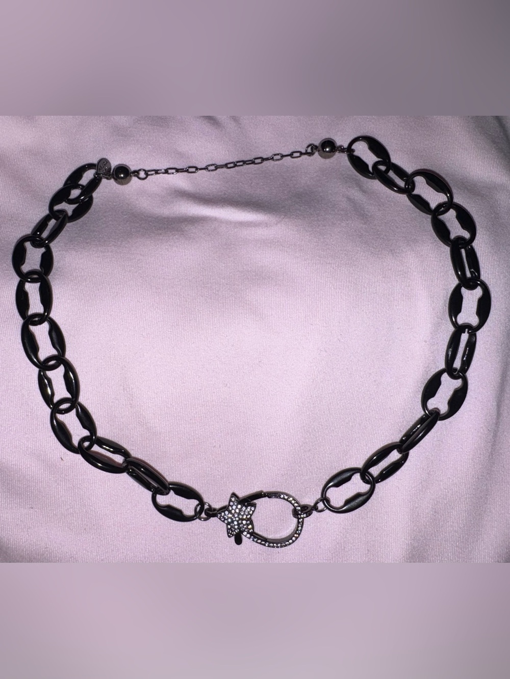By alexa rae Bar Jewelry Black Enamel necklace with gunmetal pave accents
